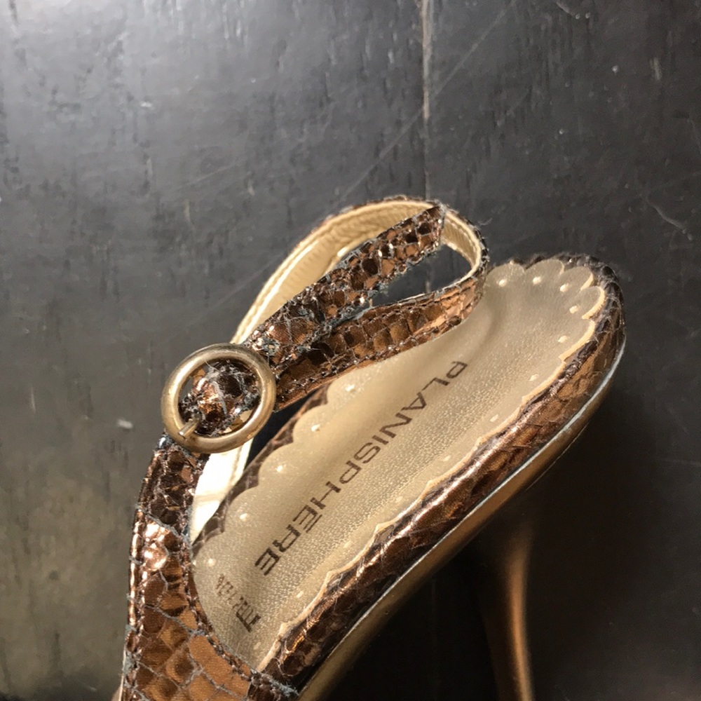 Stunning💛Italian Vintage Heels Snakeskin Bronze - Picture 10 of 10
